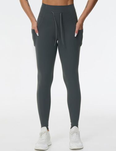 التنين FIT Womens High Weist Percyout Leggings الرباط السطحي السيطرة على السراويل اليوغا مع جيوب in Kuwait