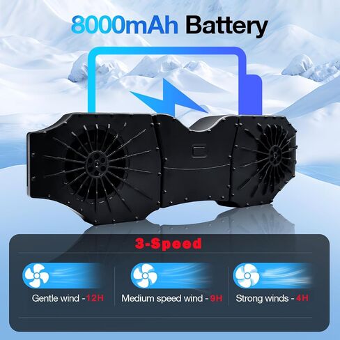 12000mAh 2 Air Vents Under Shirt Fan, 10000RPM Super Powerful Wind Belt Clip Waist Fan, 4 Speeds 7.5-12H WorKing Time Portable Rechargeable Fan for Outdoor Work Camping Travel Fishing. in Saudi Arabia