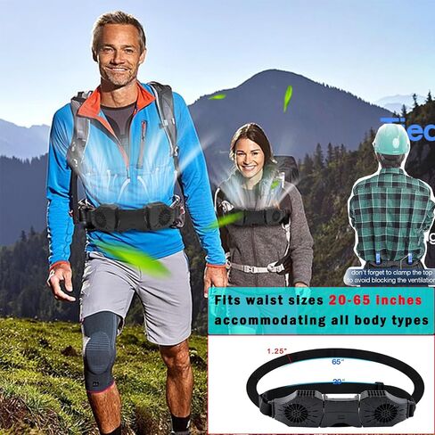 12000mAh 2 Air Vents Under Shirt Fan, 10000RPM Super Powerful Wind Belt Clip Waist Fan, 4 Speeds 7.5-12H WorKing Time Portable Rechargeable Fan for Outdoor Work Camping Travel Fishing. in Saudi Arabia