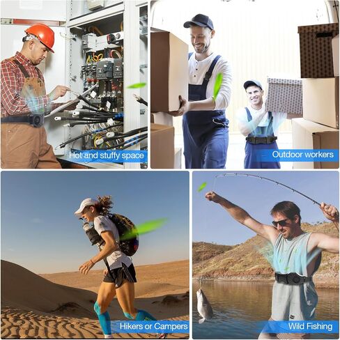 12000mAh 2 Air Vents Under Shirt Fan, 10000RPM Super Powerful Wind Belt Clip Waist Fan, 4 Speeds 7.5-12H WorKing Time Portable Rechargeable Fan for Outdoor Work Camping Travel Fishing. in Saudi Arabia
