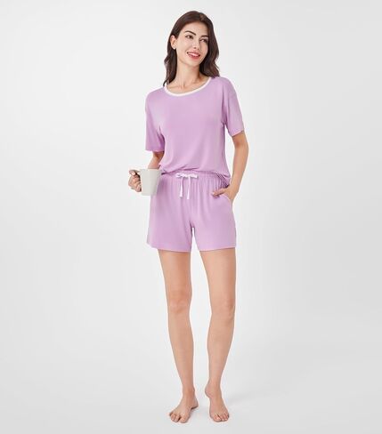 DAVID ARCHY Viscose from Bamboo Pajama Set for Women SuperSoft Short Sleeve Lounge Sets Casual Comfy Summer 2 Piece Pjs Sleep in Saudi Arabia