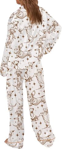 Sheshow Satin Pajamas for Women ضبط زر الأكمام الطويلة لأسفل ملابس النوم 2 قطعة نايت ينسى نساء PJS Size XS-XXL in Kuwait