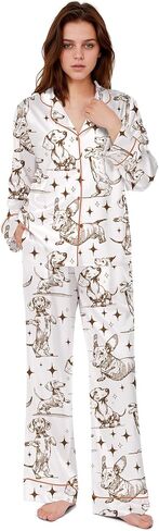 Sheshow Satin Pajamas for Women ضبط زر الأكمام الطويلة لأسفل ملابس النوم 2 قطعة نايت ينسى نساء PJS Size XS-XXL in Kuwait