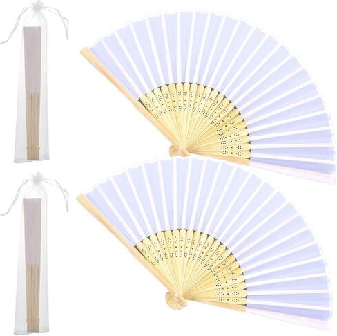 2 Pack Large Folding Hand Fan, Black Chines/Spanish Foldable Fan Nylon-Cloth Vintage Retro Fabric Hand Held Fans for Men/Women Wedding Party Favor Performance Dance Home Decorations Festival Gift in Saudi Arabia