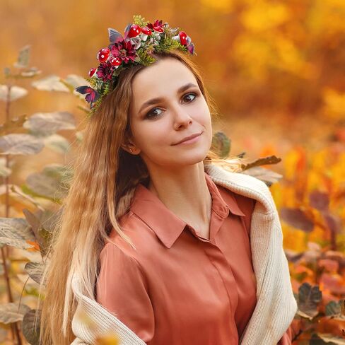Fantasy Flower Butterfly Mushroom Crown - Renfaire Fairy Headband Elf Woodland Headpiece for Renaissance Halloween in Saudi Arabia