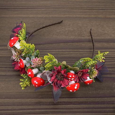 Fantasy Flower Butterfly Mushroom Crown - Renfaire Fairy Headband Elf Woodland Headpiece for Renaissance Halloween in Saudi Arabia