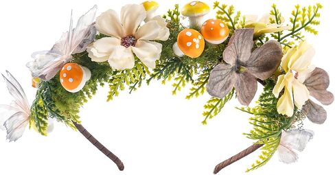 Fantasy Flower Butterfly Mushroom Crown - Renfaire Fairy Headband Elf Woodland Headpiece for Renaissance Halloween in Saudi Arabia