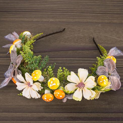 Fantasy Flower Butterfly Mushroom Crown - Renfaire Fairy Headband Elf Woodland Headpiece for Renaissance Halloween in Saudi Arabia