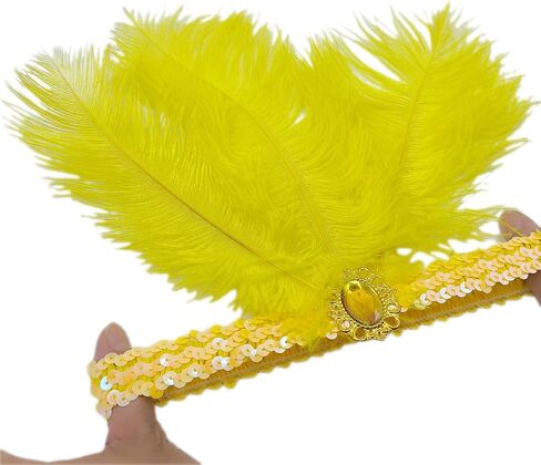 الرأس الترتر النسائي ، 2pcs ريشة غطاء الرأس Mardi Gras الملحقات 1920s Flapper Fashion Fashions for Women (Pink ، Medium) in Kuwait