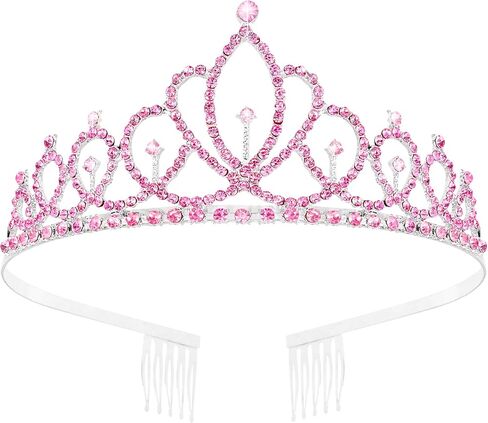 Crown Tiaras for Girls & Women - Silver Crystal Princess Crown for Birthday Cake Topper ، وملحقات باقة الزهور ، وأزياء عيد الهالوين ، وحفلان ، ومسابقة ، وأحداث الزفاف in Kuwait