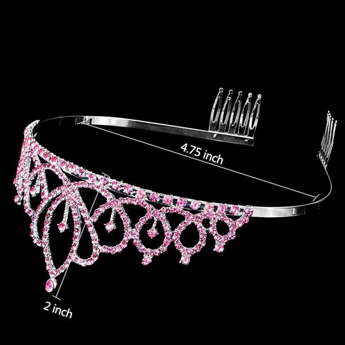 Crown Tiaras for Girls & Women - Silver Crystal Princess Crown for Birthday Cake Topper ، وملحقات باقة الزهور ، وأزياء عيد الهالوين ، وحفلان ، ومسابقة ، وأحداث الزفاف in Kuwait