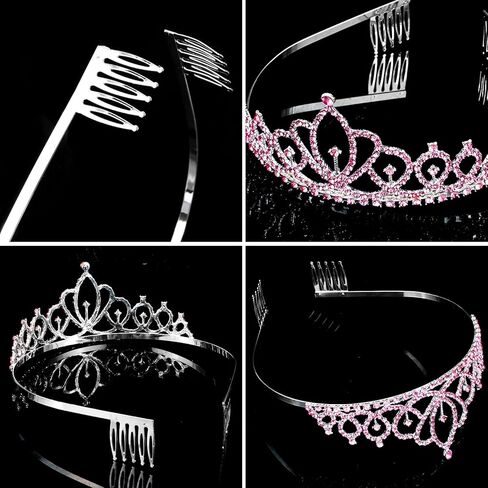 Crown Tiaras for Girls & Women - Silver Crystal Princess Crown for Birthday Cake Topper ، وملحقات باقة الزهور ، وأزياء عيد الهالوين ، وحفلان ، ومسابقة ، وأحداث الزفاف in Kuwait
