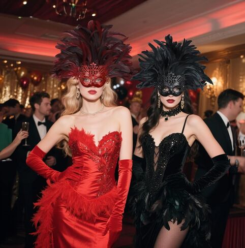 Women's Feather Headpiece Masquerade Mask Carnival Feather Headdress Mask Mardi Gras Showgirl Accessories in Saudi Arabia