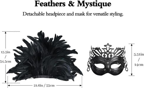 Women's Feather Headpiece Masquerade Mask Carnival Feather Headdress Mask Mardi Gras Showgirl Accessories in Saudi Arabia