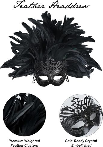 Women's Feather Headpiece Masquerade Mask Carnival Feather Headdress Mask Mardi Gras Showgirl Accessories in Saudi Arabia