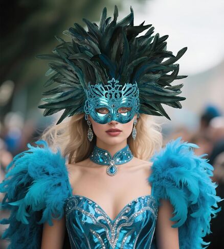 قناع رأس الريشة النسائية قناع كرنفال ريشة القبعات اللفائية Mardi Gras showgirl الملحقات in Kuwait