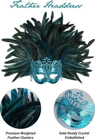 قناع رأس الريشة النسائية قناع كرنفال ريشة القبعات اللفائية Mardi Gras showgirl الملحقات in Kuwait