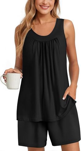 Ekouaer Womensless Pajamas مجموعة القطن PJ مجموعات Tank Top و Shorts Sleepwear Summer 2 قطعة صالة S-XXL in Saudi Arabia