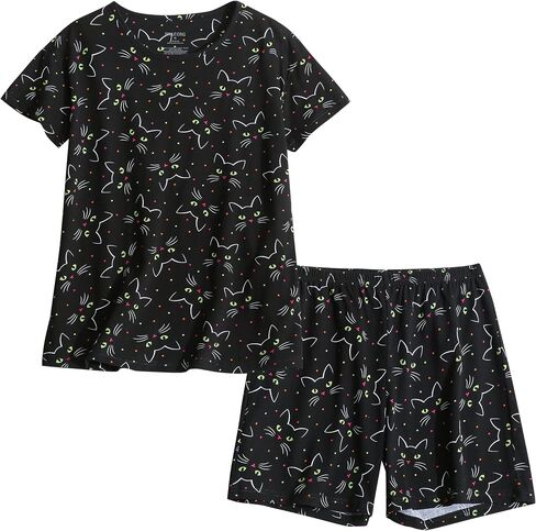 مجموعة بيجامات Pnaeong للسيدات ، والقطن قصير الأكمام Sleeve Wear PJS S-3XL in Kuwait