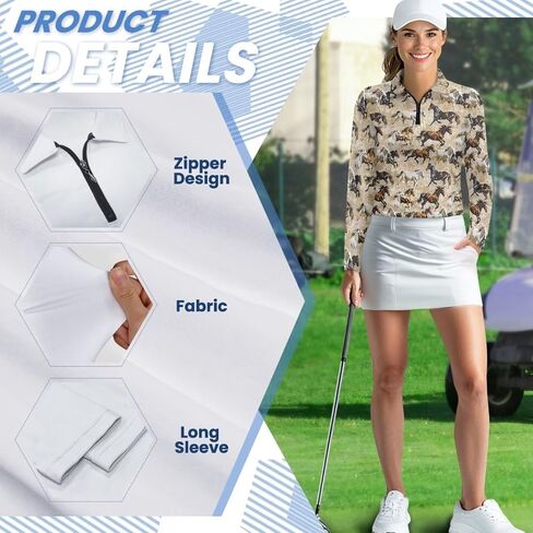 Golf Shirts for Women Long Sleeve Moisture Wicking Quarter Zip Golf Tennis Polo Shirts Pullover Workout Tops in Saudi Arabia
