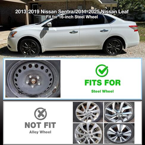 16 inch Hubcaps Fits for 2013-2018 Nissan Sentra, for 2011-2025 Nissan Leaf (Set of 4), Wheel Covers for 13-18 Sentra & 11-25 Leaf Models Wheel Rim Hubcap Replacement - Black Matte in Saudi Arabia