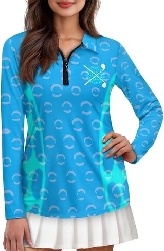 Golf Shirts for Women Long Sleeve Moisture Wicking Quarter Zip Golf Tennis Polo Shirts Pullover Workout Tops in Saudi Arabia