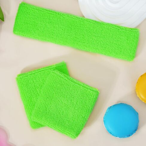 Ronglry 80s Neon Sweatbands Set 80s 90s Outfits for Women Sports Wristband and Headband Neon Sweat Band 80 s Accessories for Women Sweatband for Glow Party Supplies Halloween Costume in Saudi Arabia
