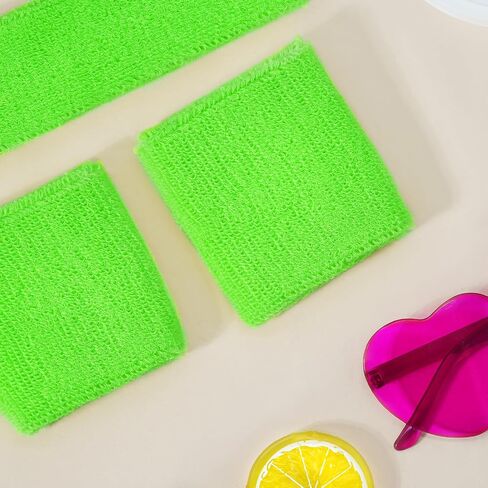 Ronglry 80s Neon Sweatbands Set 80s 90s Outfits for Women Sports Wristband and Headband Neon Sweat Band 80 s Accessories for Women Sweatband for Glow Party Supplies Halloween Costume in Saudi Arabia