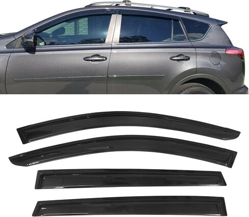 Window Visors Compatible with 2013-2018 Toyota RAV4, Acrylic Dark Smoke 4PCS Sun Rain Shade Guard Wind Vent Air Deflector by IKON MOTORSPORTS, 2014 2015 2016 2017 in Saudi Arabia
