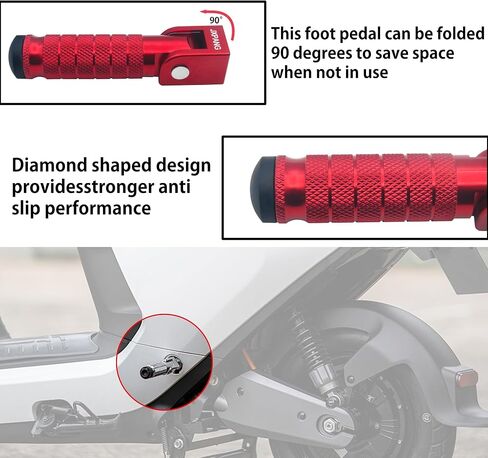 Universal Motorcycle Bicycle Folding Passenger Foot Pegs M8 Rearsets Rear Set Footrests Footpeg Foot Rest Peg Pedals For Bike Install Hole 8mm (Red) in Kuwait