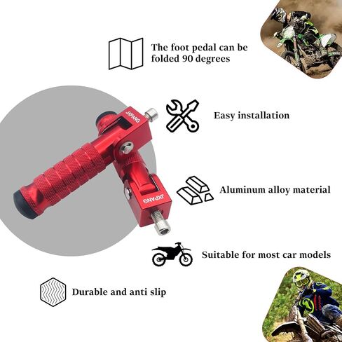 Universal Motorcycle Bicycle Folding Passenger Foot Pegs M8 Rearsets Rear Set Footrests Footpeg Foot Rest Peg Pedals For Bike Install Hole 8mm (Red) in Kuwait