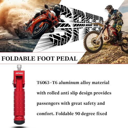 Universal Motorcycle Bicycle Folding Passenger Foot Pegs M8 Rearsets Rear Set Footrests Footpeg Foot Rest Peg Pedals For Bike Install Hole 8mm (Red) in Kuwait