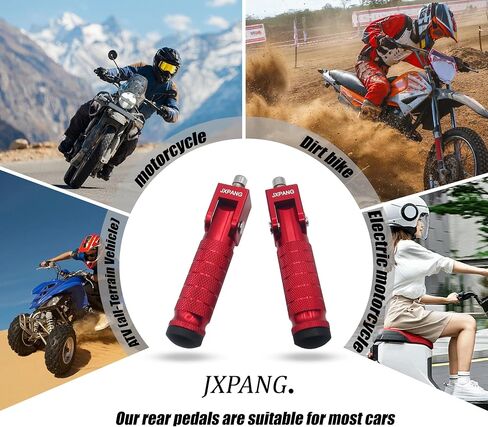 Universal Motorcycle Bicycle Folding Passenger Foot Pegs M8 Rearsets Rear Set Footrests Footpeg Foot Rest Peg Pedals For Bike Install Hole 8mm (Red) in Kuwait