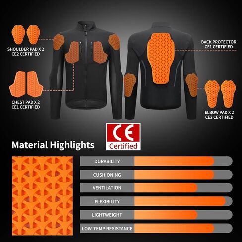 Wosawe Men's Mench Motorcycle Jacket Ce قميص دراجة نارية مبطن مع معدات حماية الدراجة الصيفية للدروع الخلفية in Kuwait