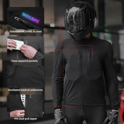 Wosawe Men's Mench Motorcycle Jacket Ce قميص دراجة نارية مبطن مع معدات حماية الدراجة الصيفية للدروع الخلفية in Kuwait