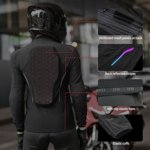 Wosawe Men's Mench Motorcycle Jacket Ce قميص دراجة نارية مبطن مع معدات حماية الدراجة الصيفية للدروع الخلفية in Kuwait