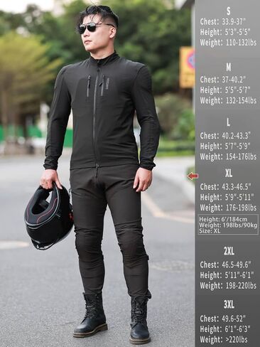 Wosawe Men's Mench Motorcycle Jacket Ce قميص دراجة نارية مبطن مع معدات حماية الدراجة الصيفية للدروع الخلفية in Kuwait