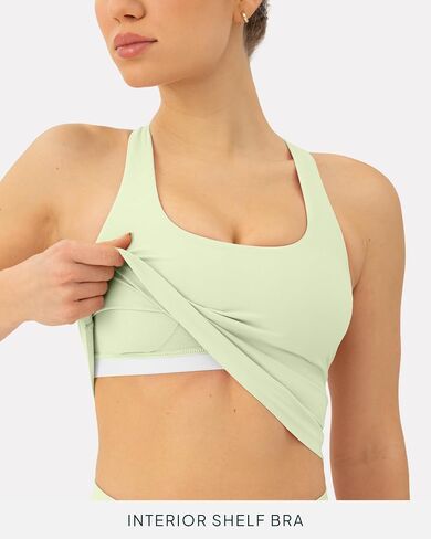 PAVOI ACTIVE Racerback Workout Tank Tops for Women Built in Bra - Medium Support Scoop Athletic Tank Top Shelf Bra, HiPerform in Saudi Arabia