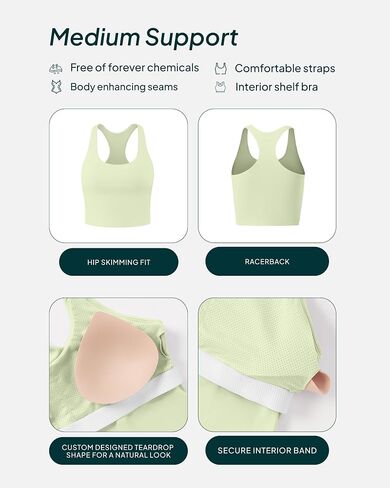 PAVOI ACTIVE Racerback Workout Tank Tops for Women Built in Bra - Medium Support Scoop Athletic Tank Top Shelf Bra, HiPerform in Saudi Arabia