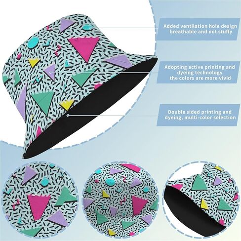 Bucket Hat Beach Summer Sun Hat Aesthetic Fishing Hat for Men Women Teens,Reversible Double Side Wear in Kuwait