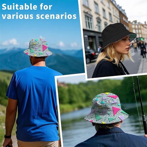 Bucket Hat Beach Summer Sun Hat Aesthetic Fishing Hat for Men Women Teens,Reversible Double Side Wear in Kuwait