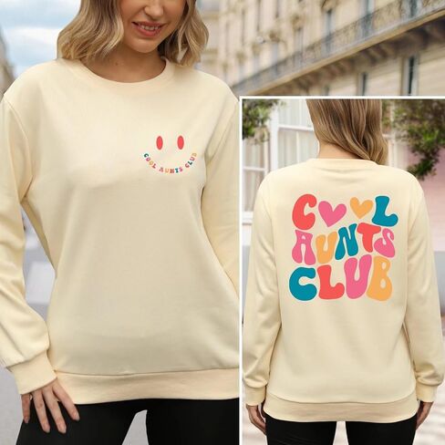 babyhealthy Cool Aunt Club Sweatshirt for Women Auntie Pullovers Long Sleeve Aunt Shirt Top in Saudi Arabia