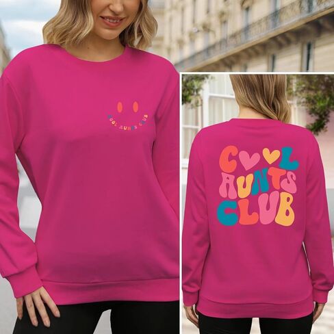 babyhealthy Cool Aunt Club Sweatshirt for Women Auntie Pullovers Long Sleeve Aunt Shirt Top in Saudi Arabia