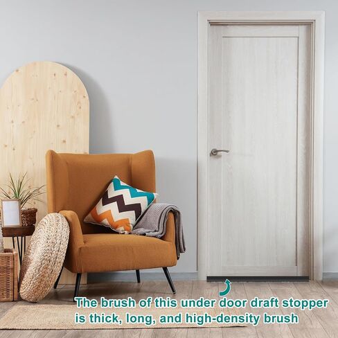 uxcell Door Sweep for Bottom of Door, 1.2" x 40" Door Draft Stopper with Brush Weather Stripping with Self Adhesive for Exterior & Interior Doors Blocker Dust Cold Heat Noise, Black in Kuwait