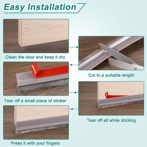 uxcell Door Sweep for Bottom of Door, 1.2" x 40" Door Draft Stopper with Brush Weather Stripping with Self Adhesive for Exterior & Interior Doors Blocker Dust Cold Heat Noise, Black in Kuwait