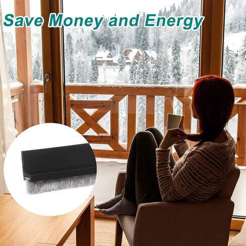 uxcell Door Sweep for Bottom of Door, 1.2" x 40" Door Draft Stopper with Brush Weather Stripping with Self Adhesive for Exterior & Interior Doors Blocker Dust Cold Heat Noise, Black in Kuwait