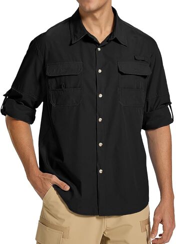 Fishing Shirts for Men Long Sleeve Sun Protection Outdoor Safari Shirt Men Clothes, Quick Dry Mens Fishing Shirts in Saudi Arabia