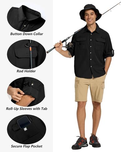 Fishing Shirts for Men Long Sleeve Sun Protection Outdoor Safari Shirt Men Clothes, Quick Dry Mens Fishing Shirts in Saudi Arabia