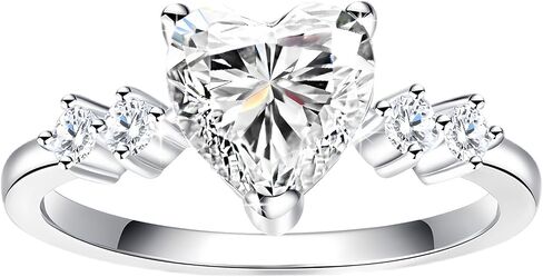 حلقات Moissanite ، حلقات خطبة القلب الذهب الأبيض مطلي بالوعد الحلقة الفضية الاسترليني للنساء حجم 5-10 in Kuwait