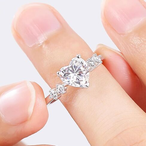 حلقات Moissanite ، حلقات خطبة القلب الذهب الأبيض مطلي بالوعد الحلقة الفضية الاسترليني للنساء حجم 5-10 in Kuwait